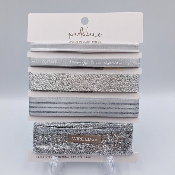 75 YDs Total Of Special Occasion Wedding Anniversary Silver Glitter Ribbon Sets - Picture 2 of 7